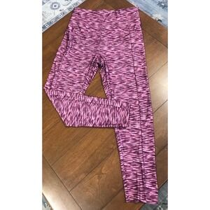 Zone Pro Womens Purple Space Dye High Waisted Athletic Leggings with Pockets M